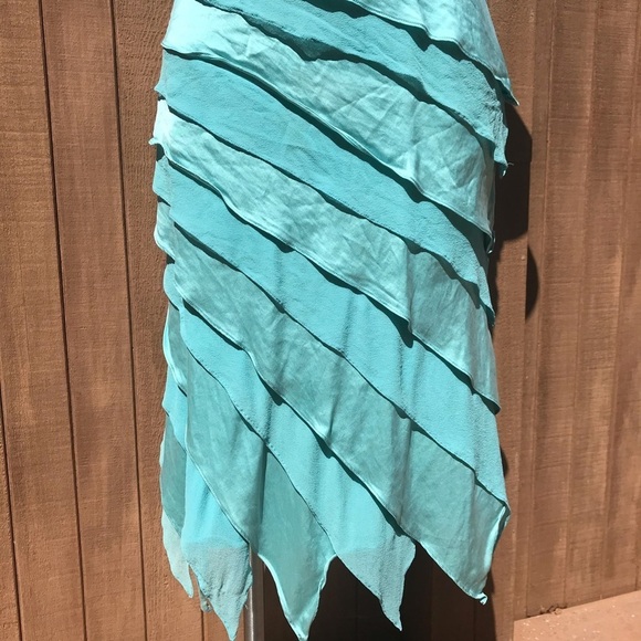 Y2K Tadashi Shoji Bandage Dress Crystal Blue Cocktail silk Slip Size 6 Vintage - Picture 4 of 9